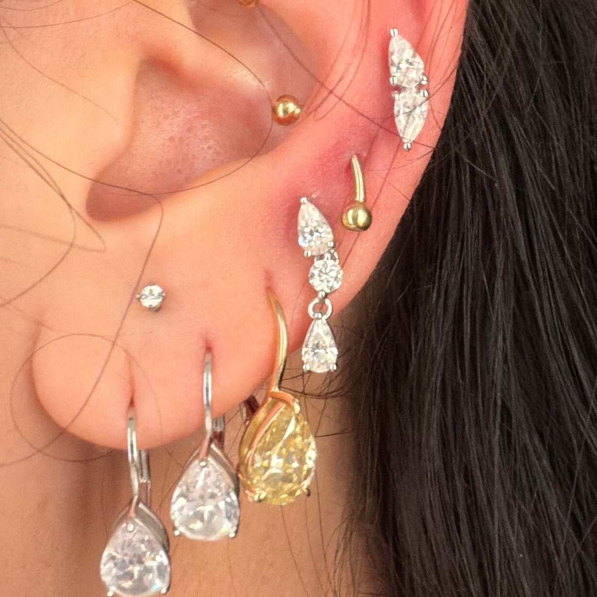 Lab Sapphire + Diamond Katia Earrings