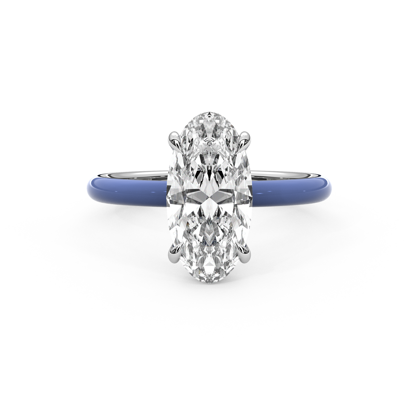 White Moval Moissanite Enamel Ring