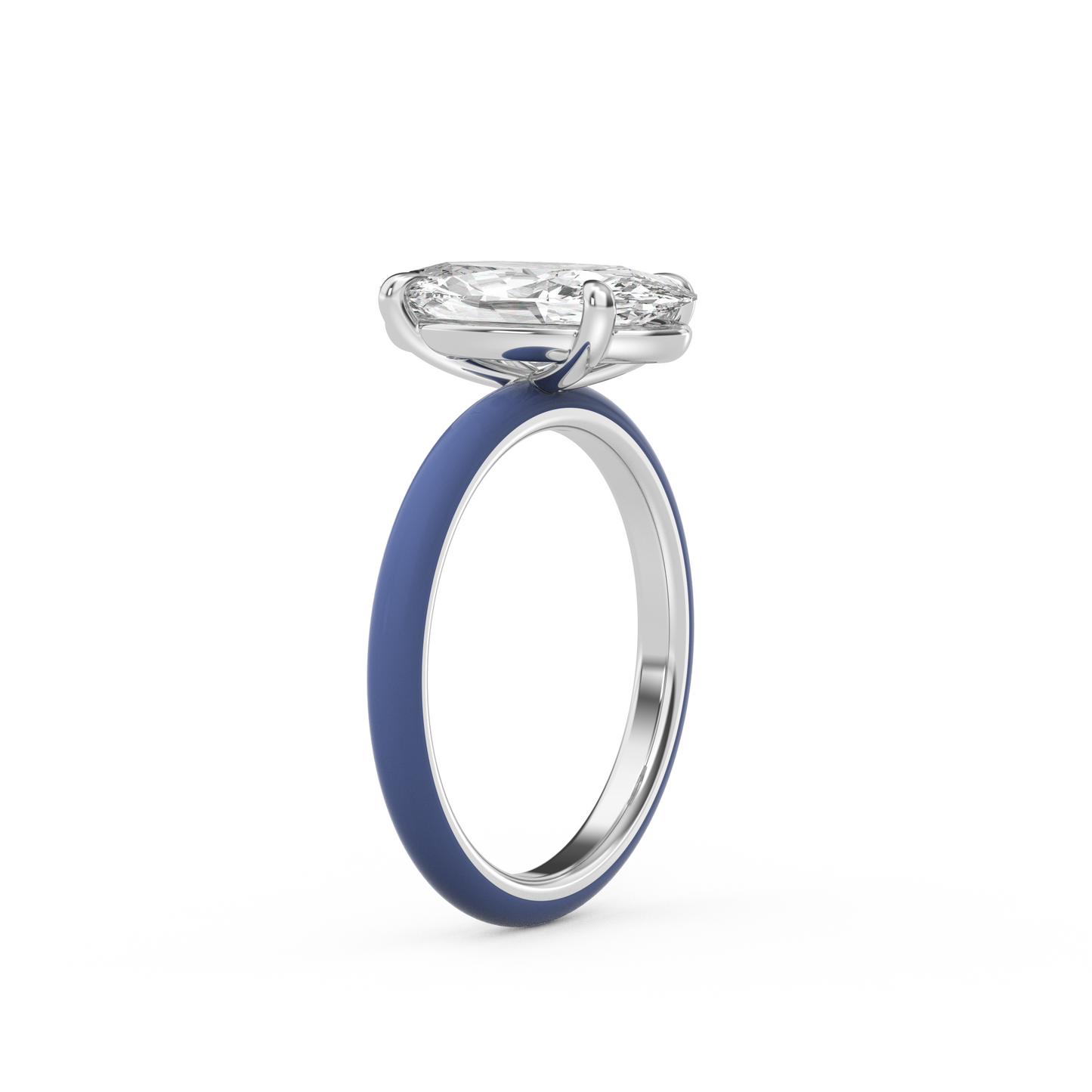 White Moval Moissanite Enamel Ring