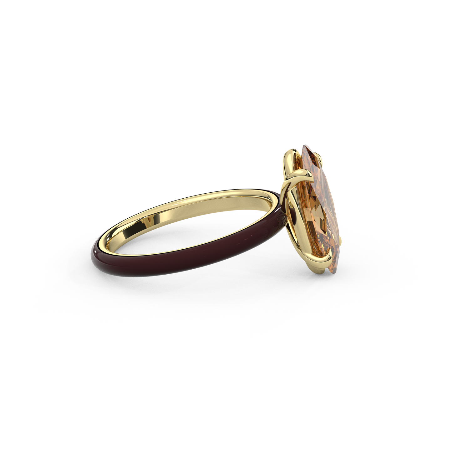 Champagne Moval Moissanite Enamel Ring