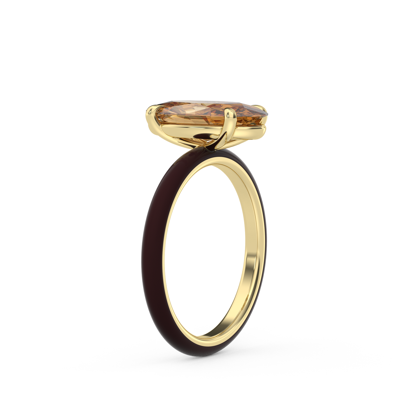 Champagne Moval Moissanite Enamel Ring