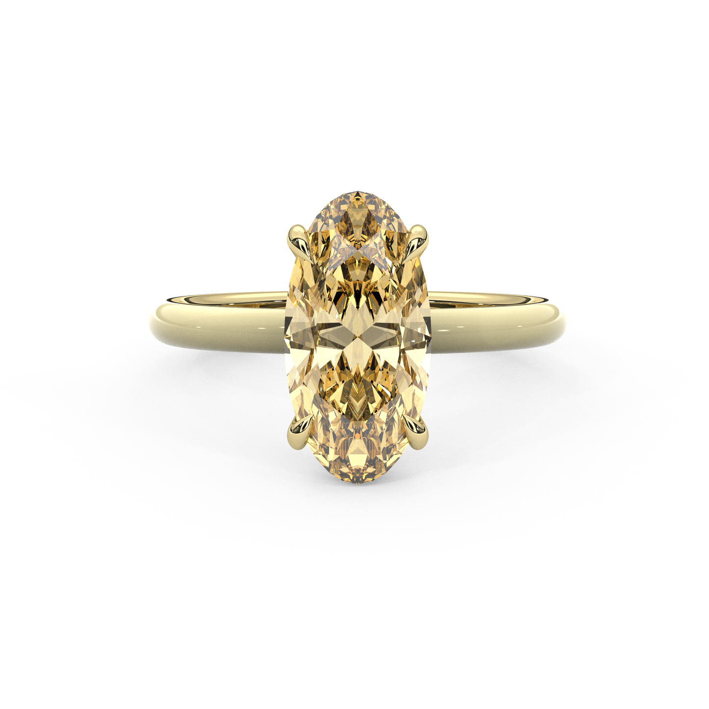 Yellow Moval Moissanite Enamel Ring