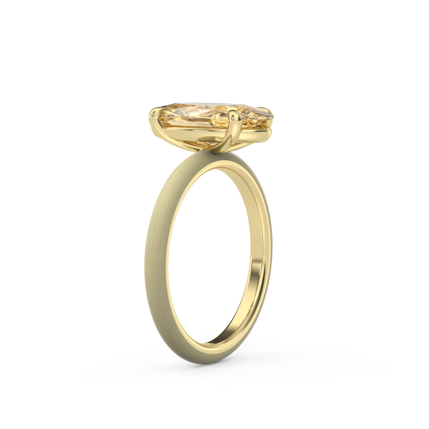Yellow Moval Moissanite Enamel Ring