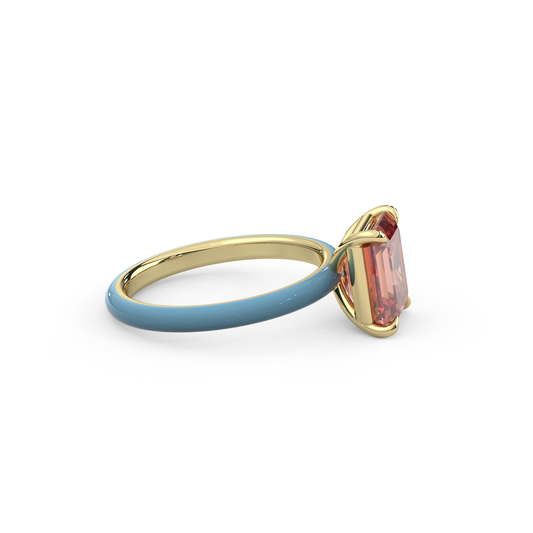 Sunset Pink Emerald Lab Sapphire Ring