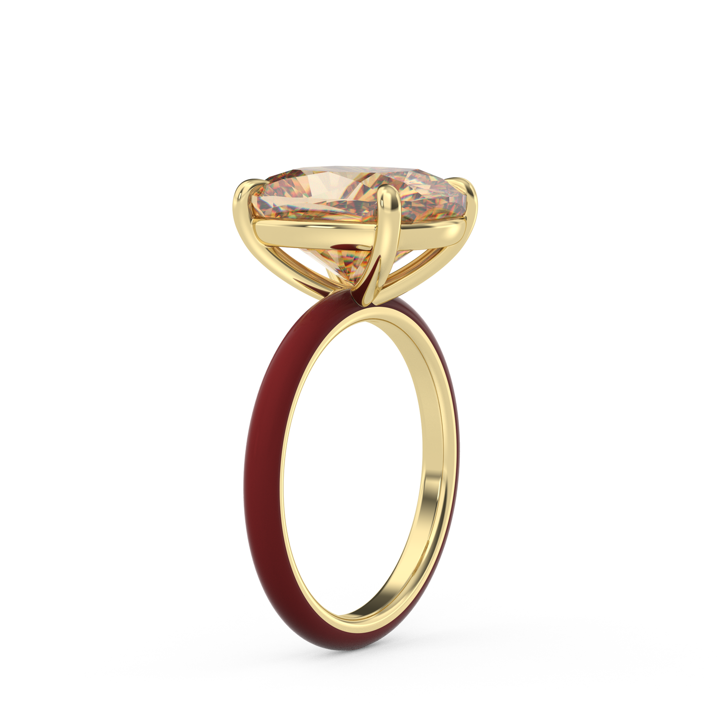 Champagne Cushion Moissanite Enamel Ring