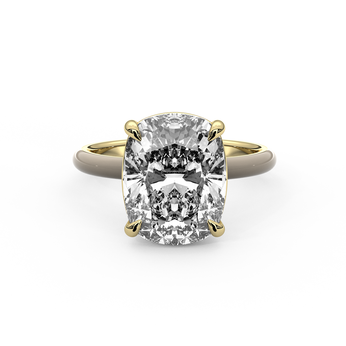 White Elongated Cushion Lab Diamond Enamel Ring