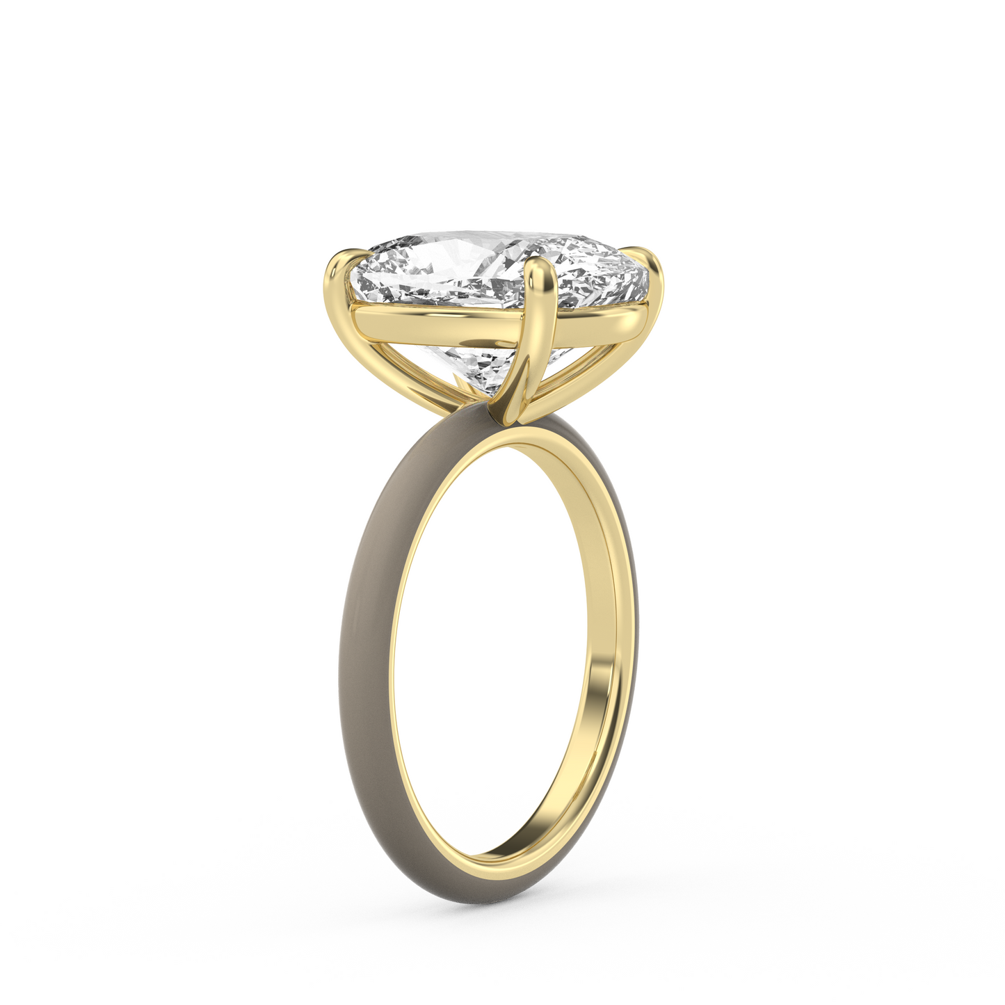 White Elongated Cushion Moissanite Enamel Ring