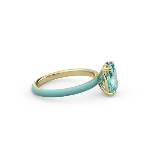 Paraiba Elongated Cushion Lab Sapphire Ring