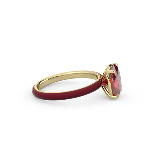 Ruby Red Elongated Cushion Lab Sapphire Ring