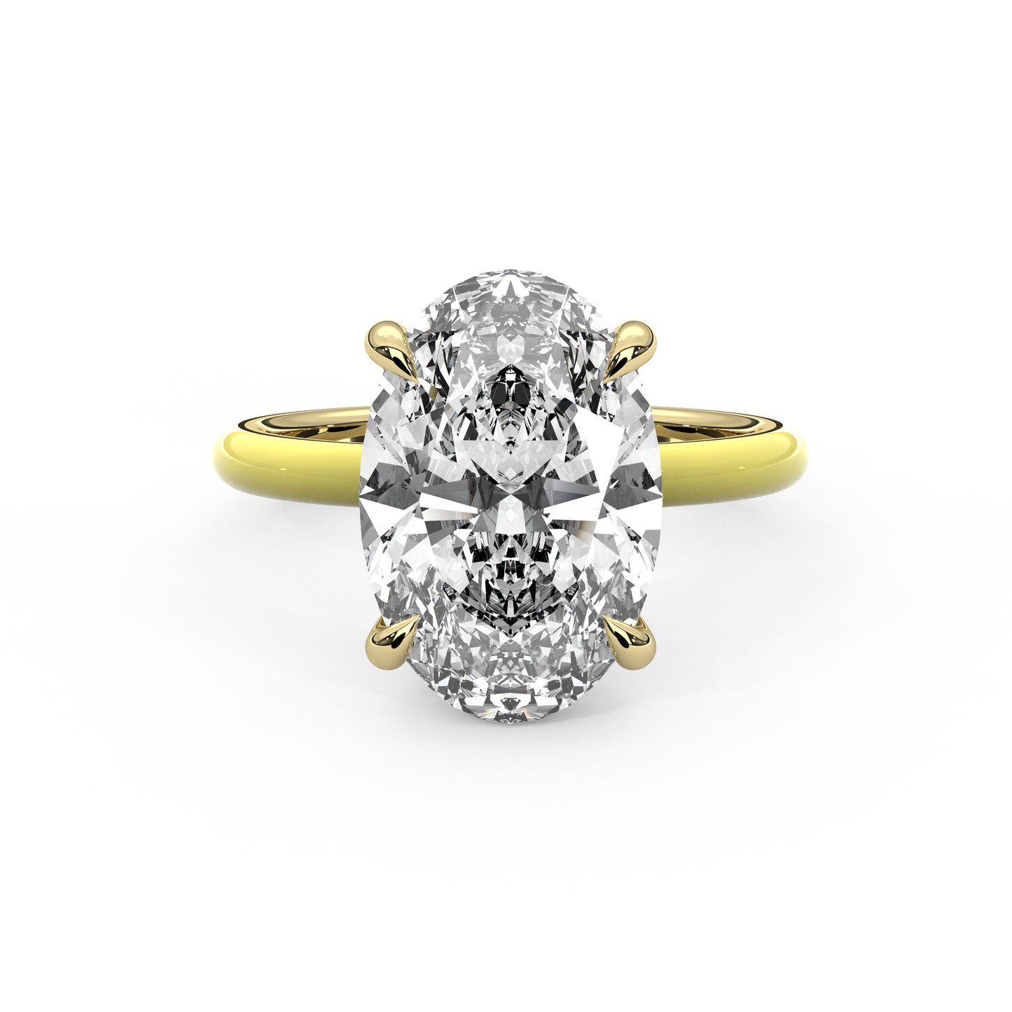 White Oval Moissanite Enamel Ring