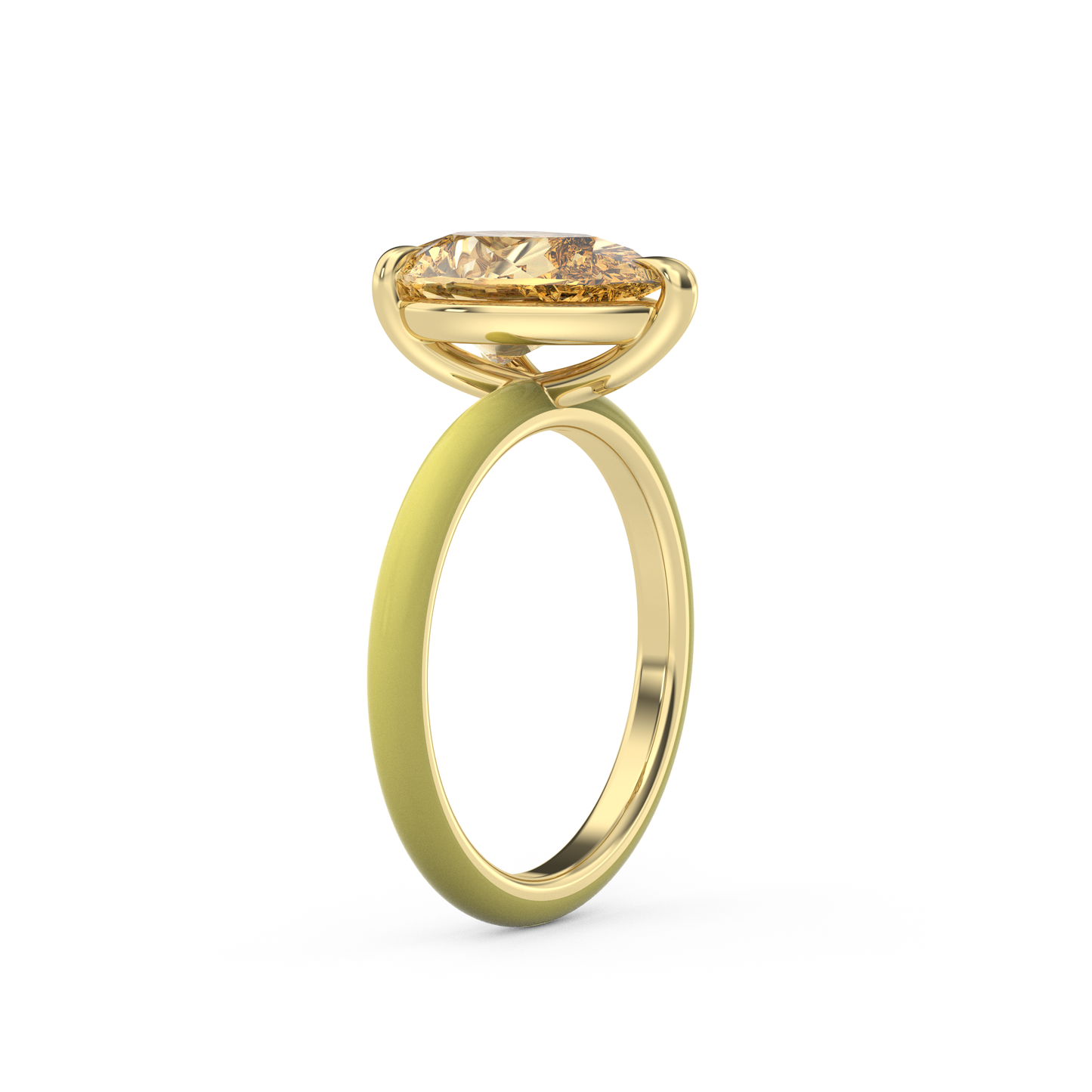 Yellow Pear Moissanite Enamel Ring