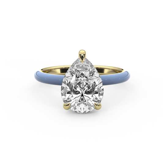 White Pear Lab Diamond Enamel Ring