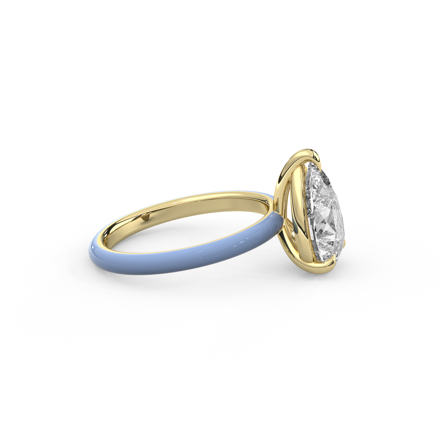 White Pear Moissanite Enamel Ring
