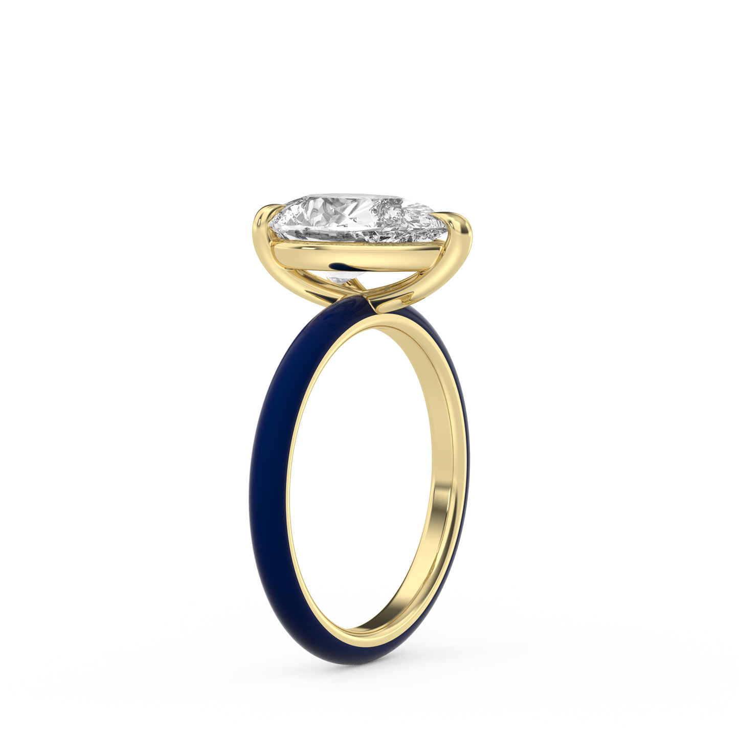 White Pear Moissanite Enamel Ring