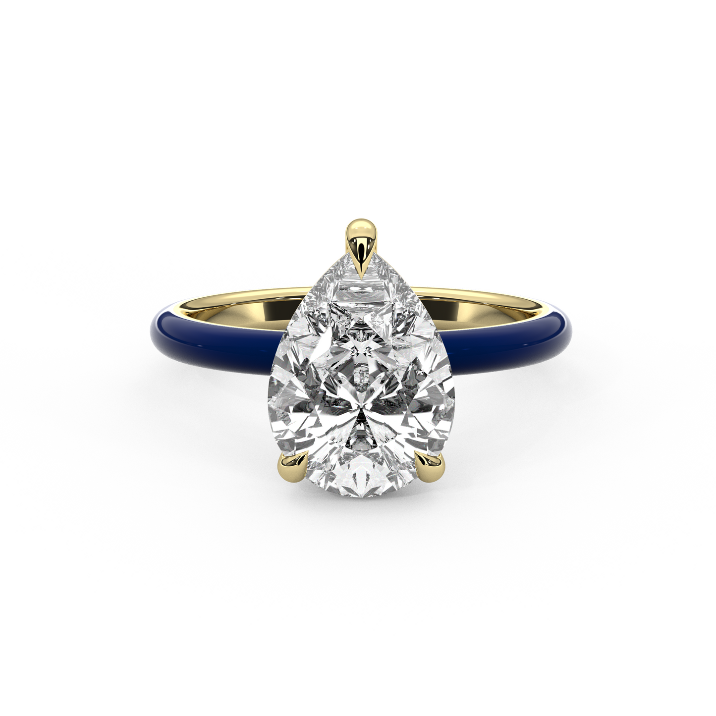 White Pear Moissanite Enamel Ring