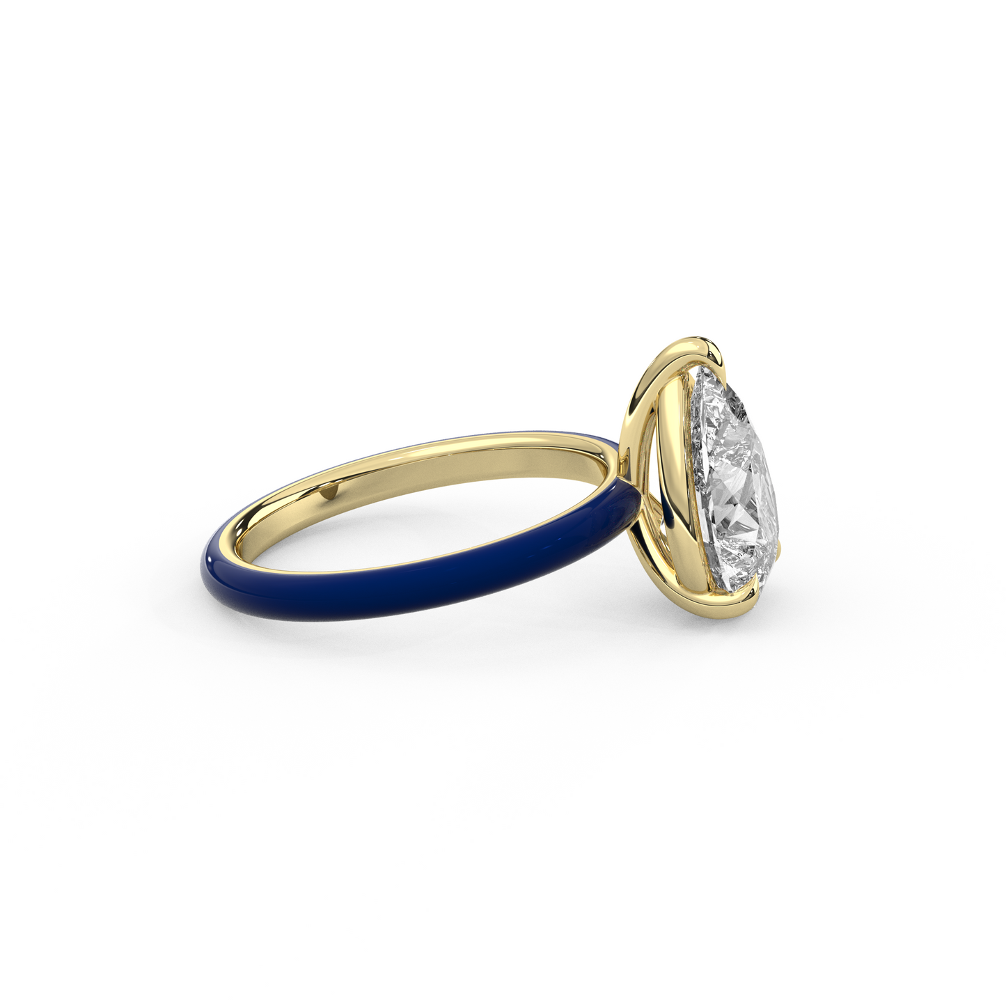 White Pear Moissanite Enamel Ring
