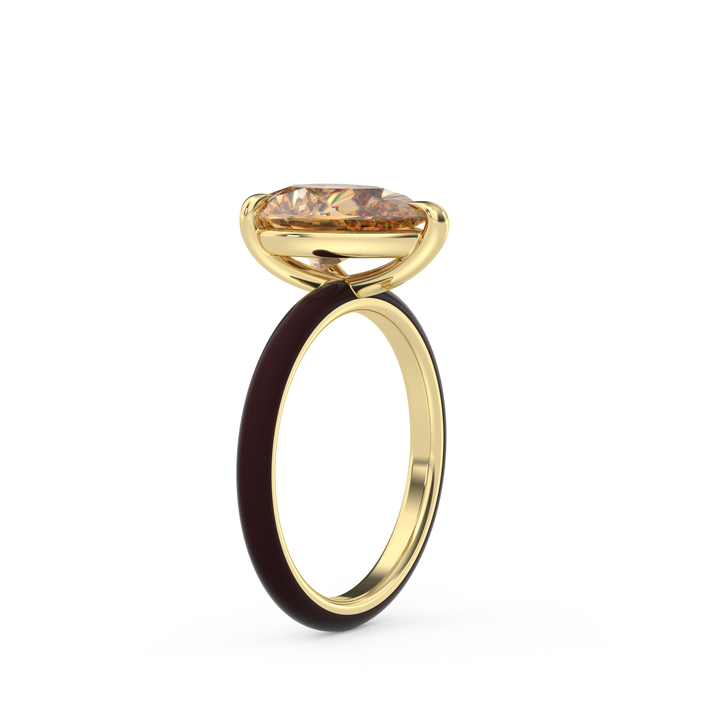 Champagne Pear Moissanite Enamel Ring