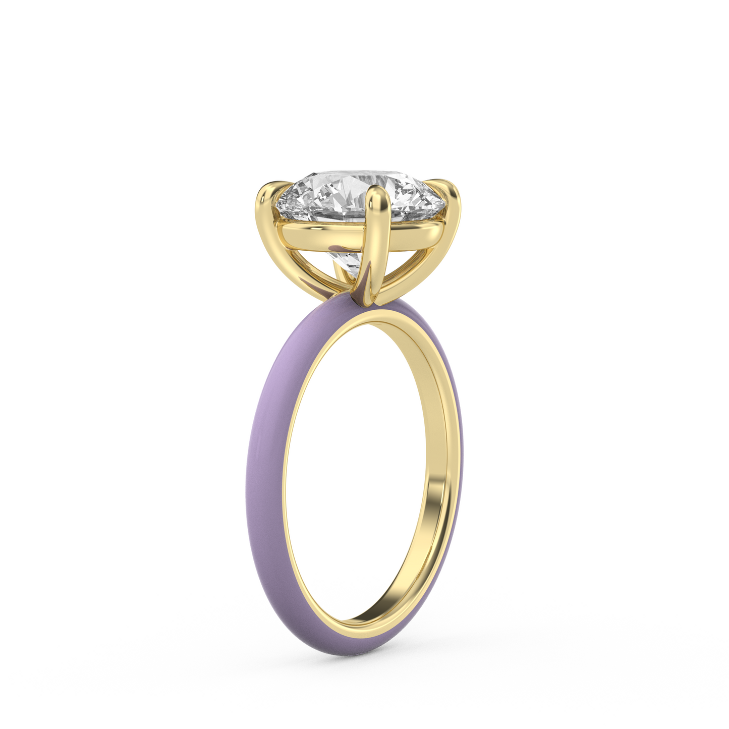 White Round Moissanite Enamel Ring