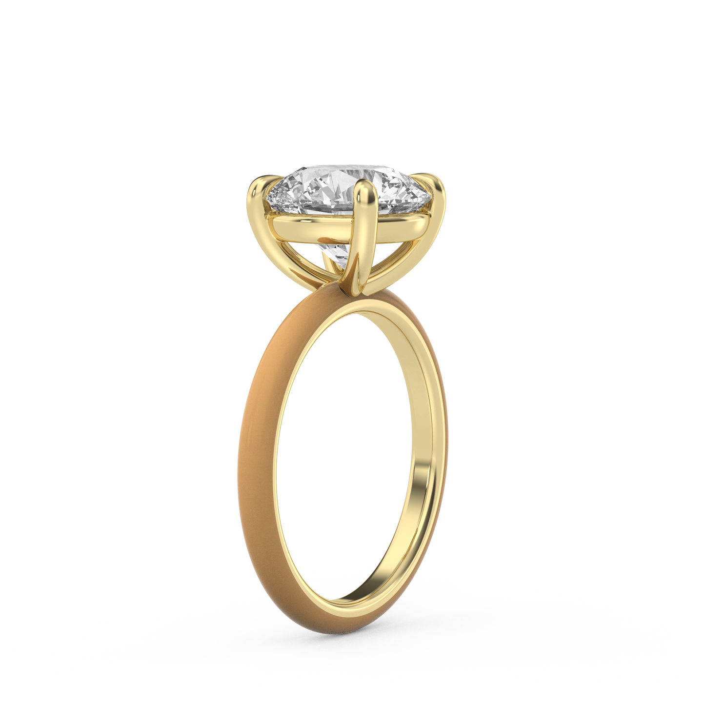 White Round Moissanite Enamel Ring