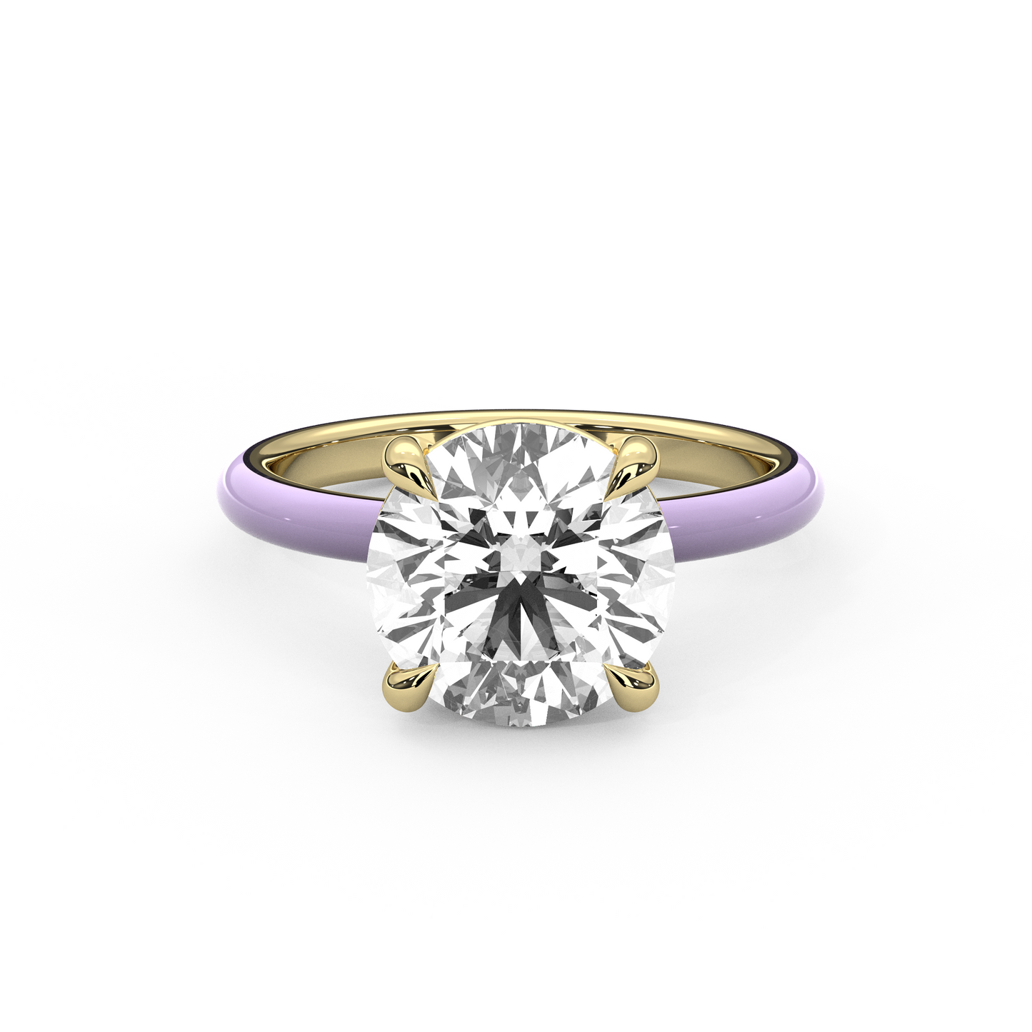White Round Moissanite Enamel Ring