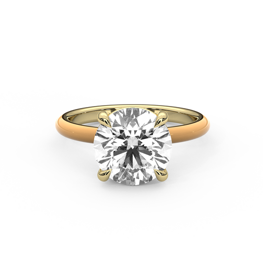 White Round Lab Diamond Enamel Ring