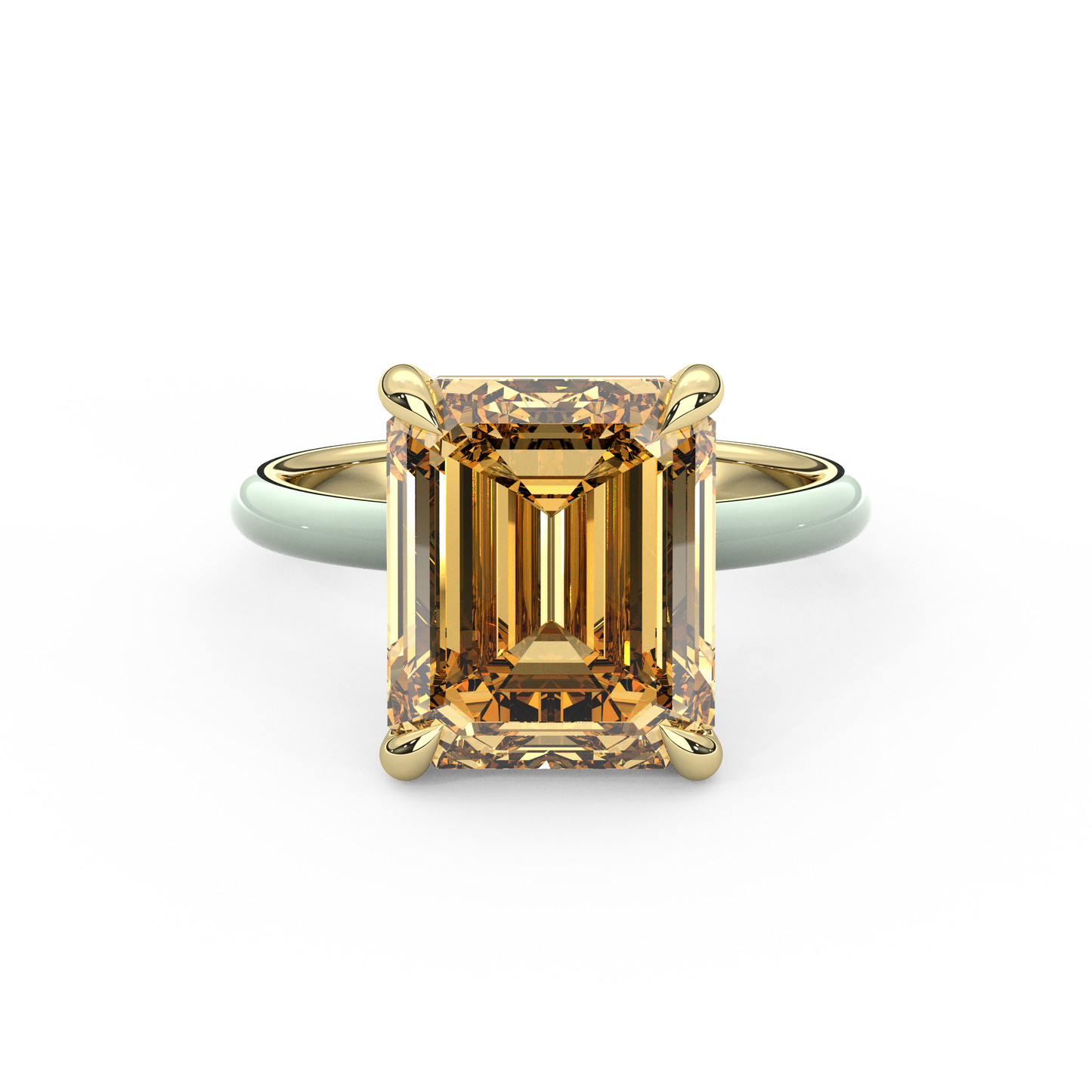 Yellow Emerald Moissanite Enamel Ring
