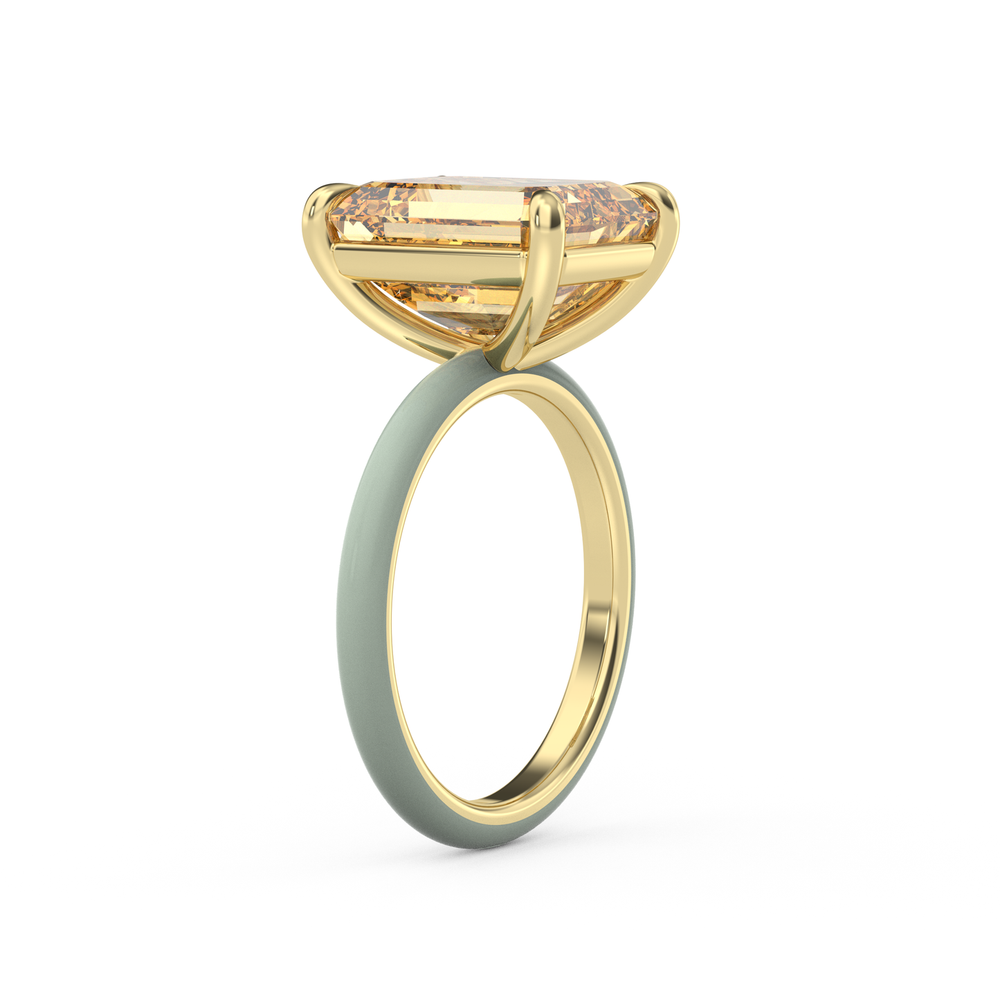Yellow Emerald Moissanite Enamel Ring