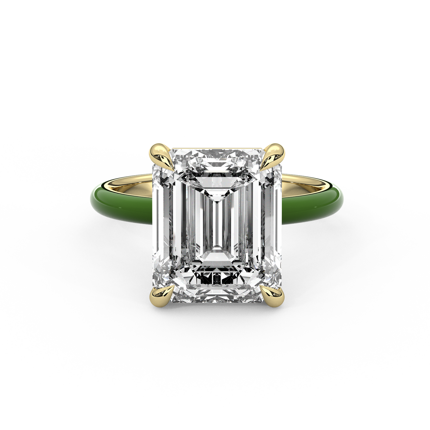 White Emerald Moissanite Enamel Ring