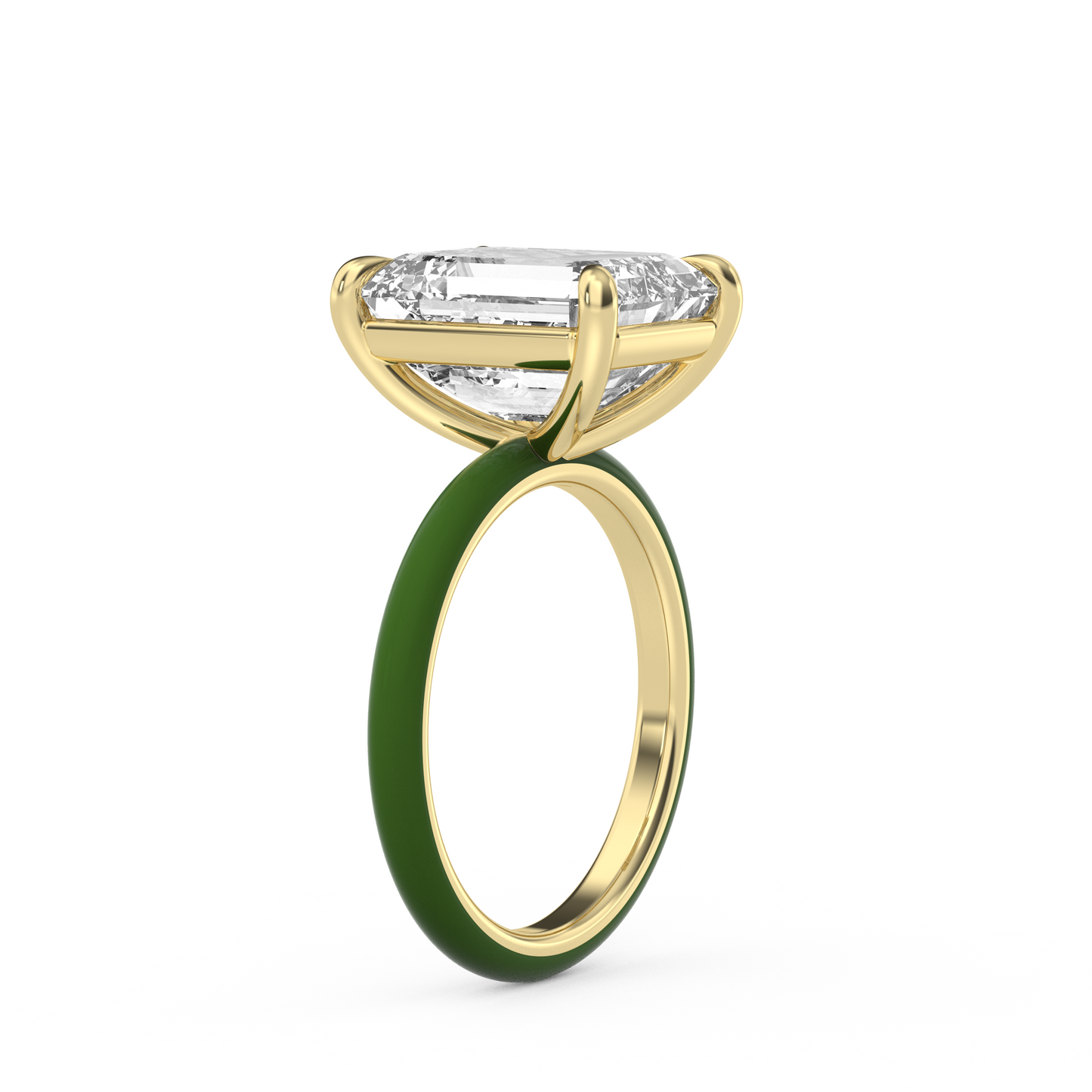 White Emerald Moissanite Enamel Ring