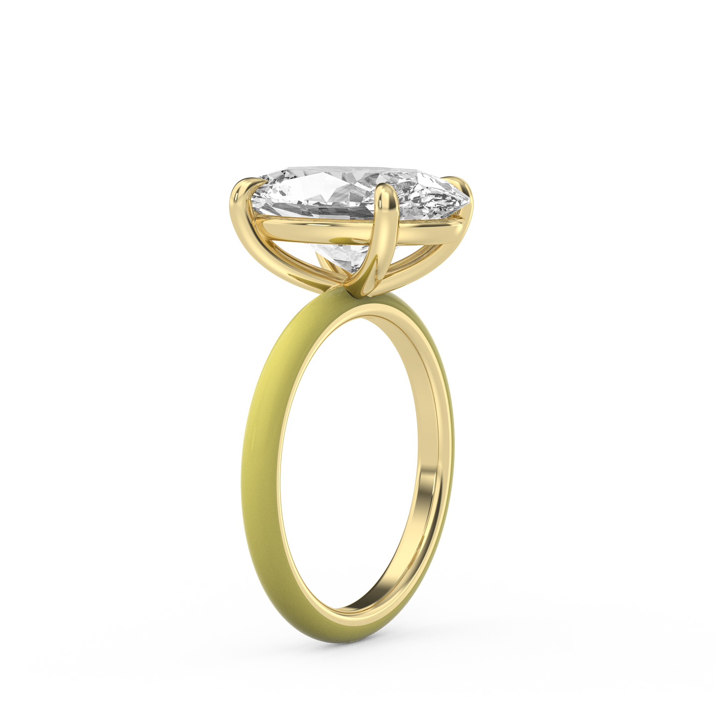 White Oval Moissanite Enamel Ring