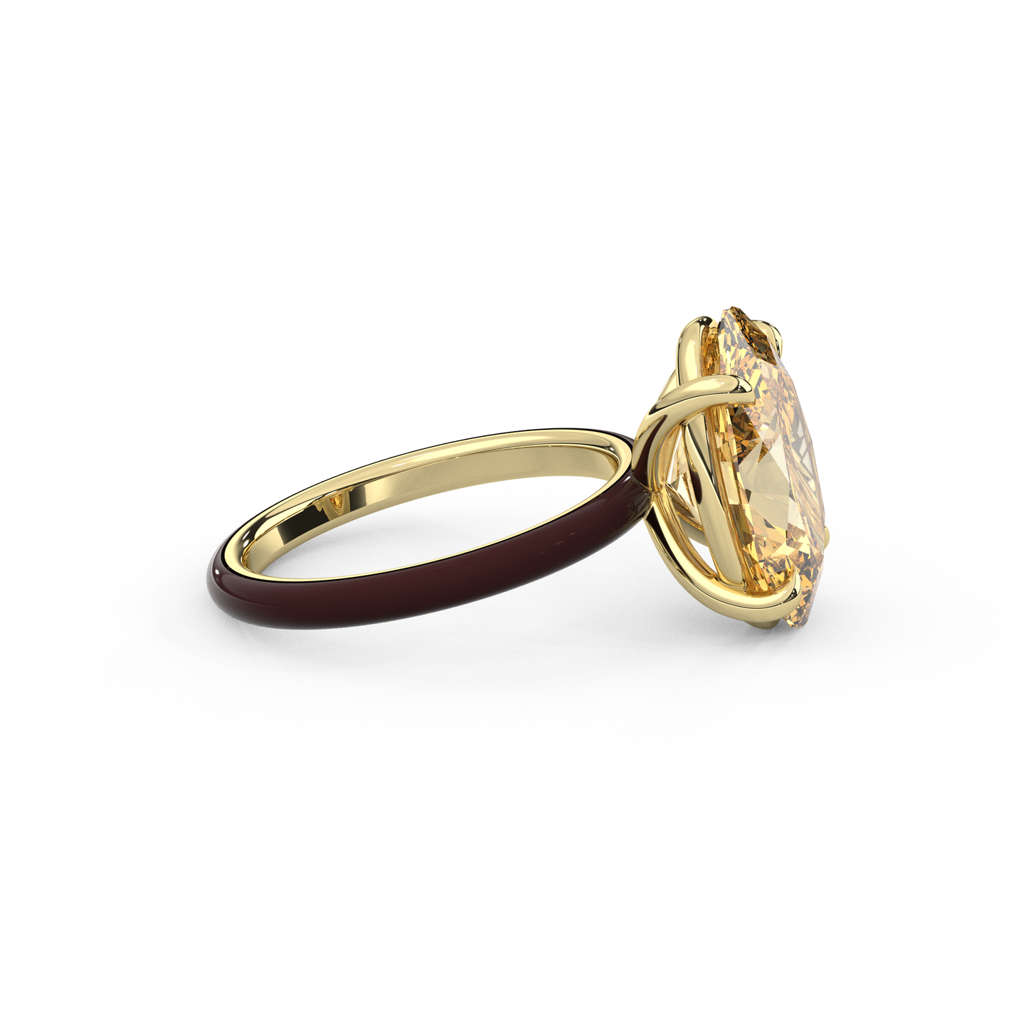 Yellow Oval Moissanite Enamel Ring