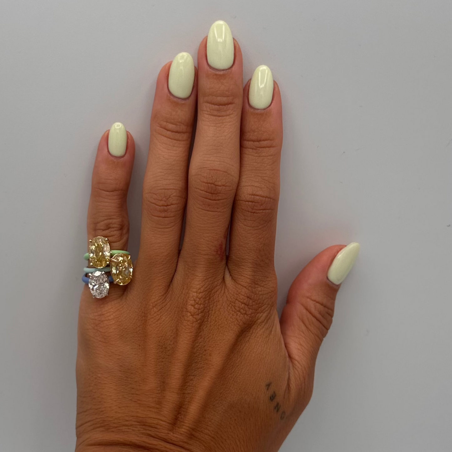 White Oval Moissanite Enamel Ring
