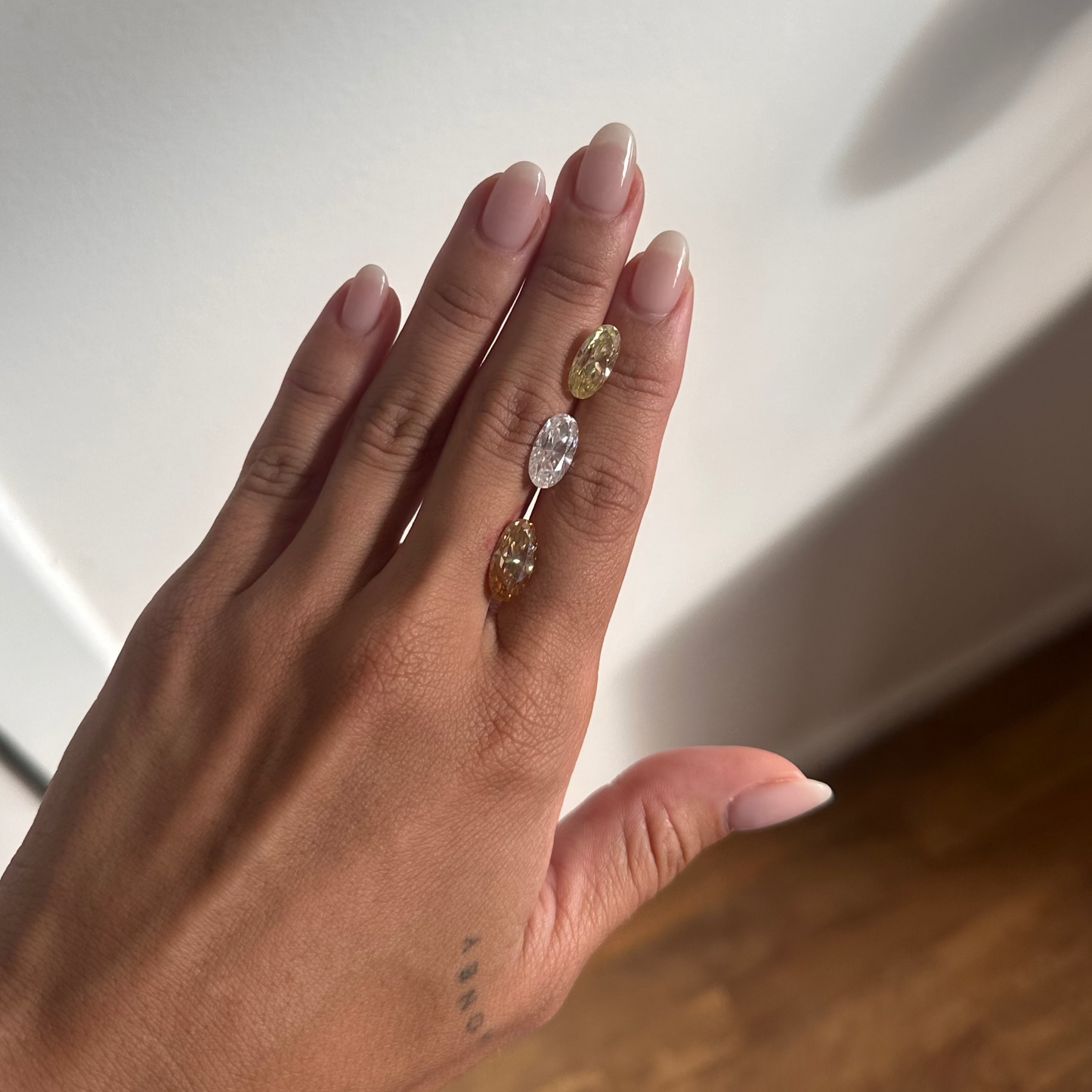 Champagne Moval Moissanite Enamel Ring