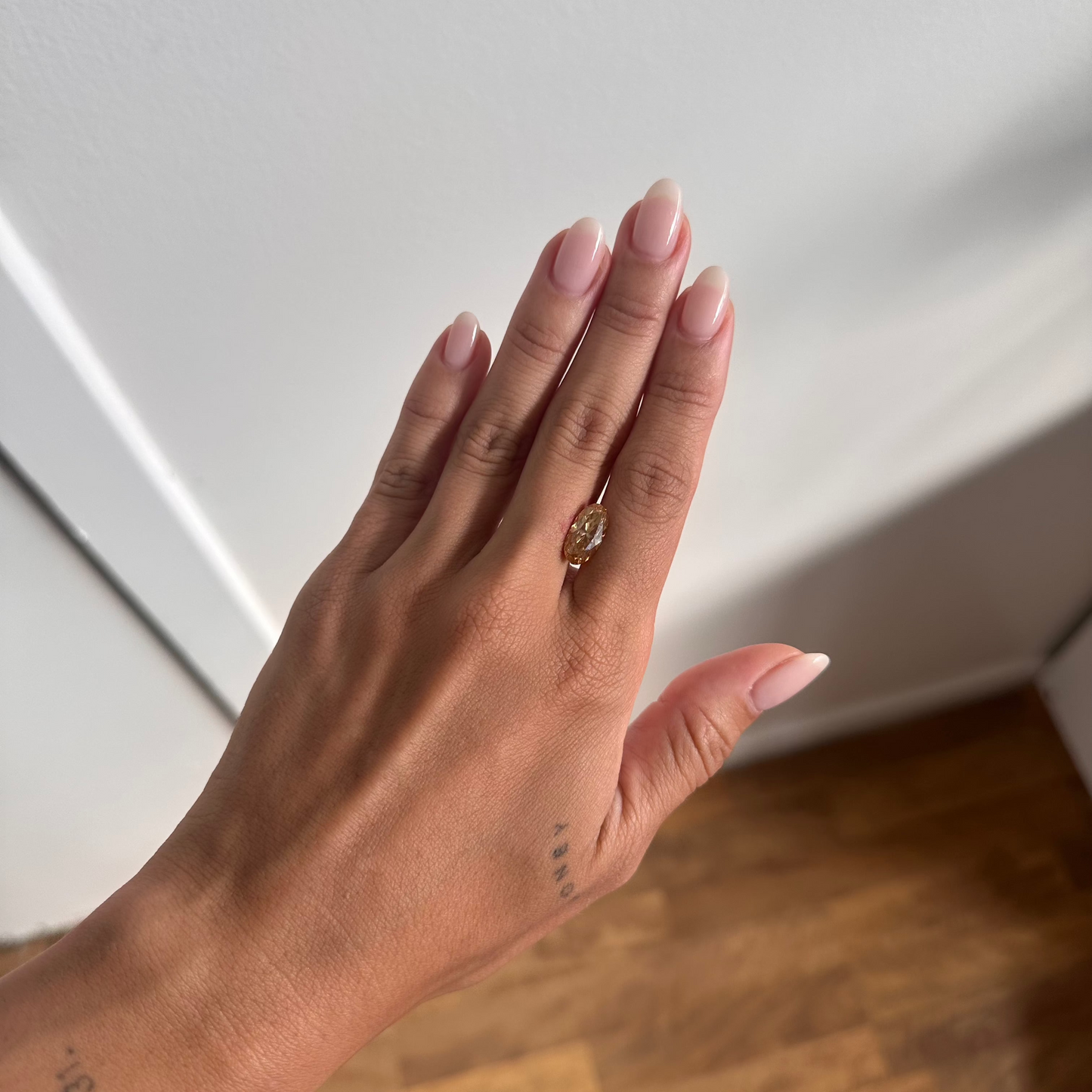 Champagne Moval Moissanite Enamel Ring