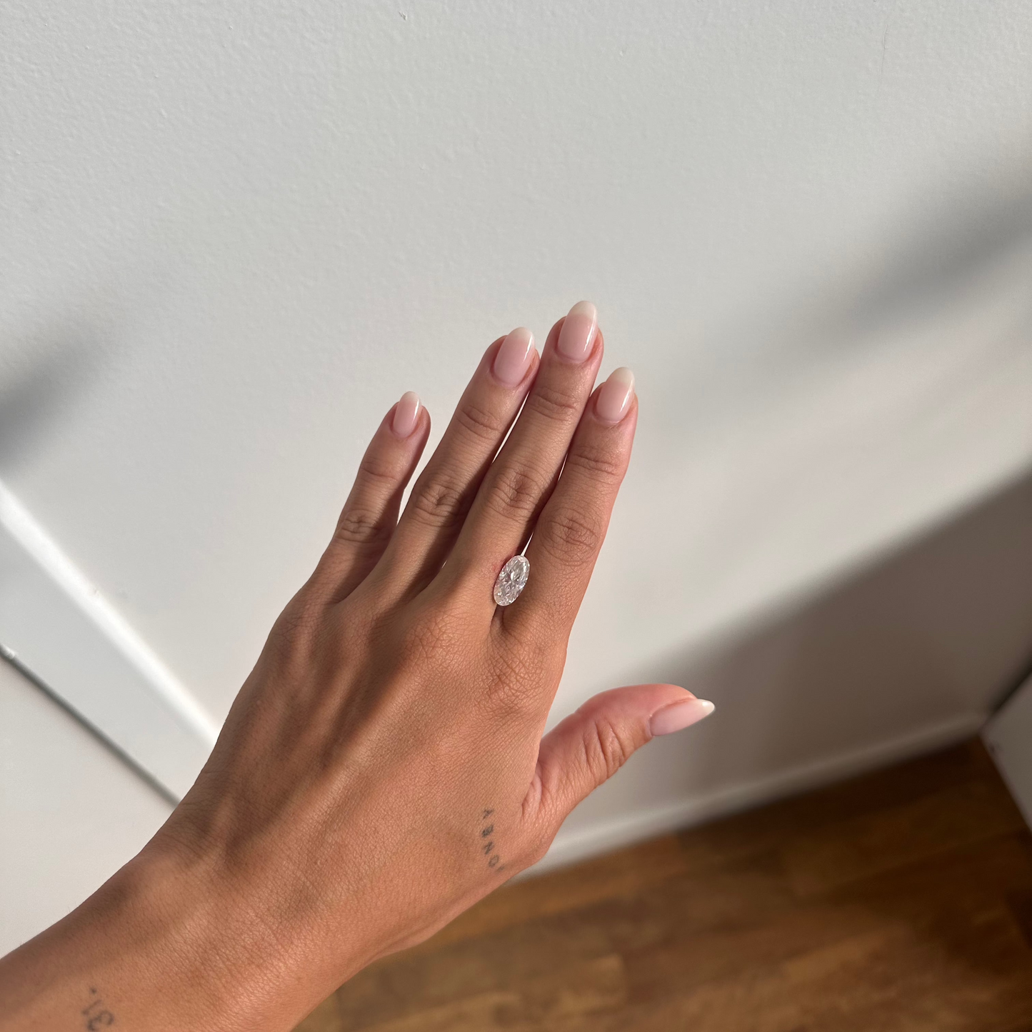 White Moval Moissanite Enamel Ring