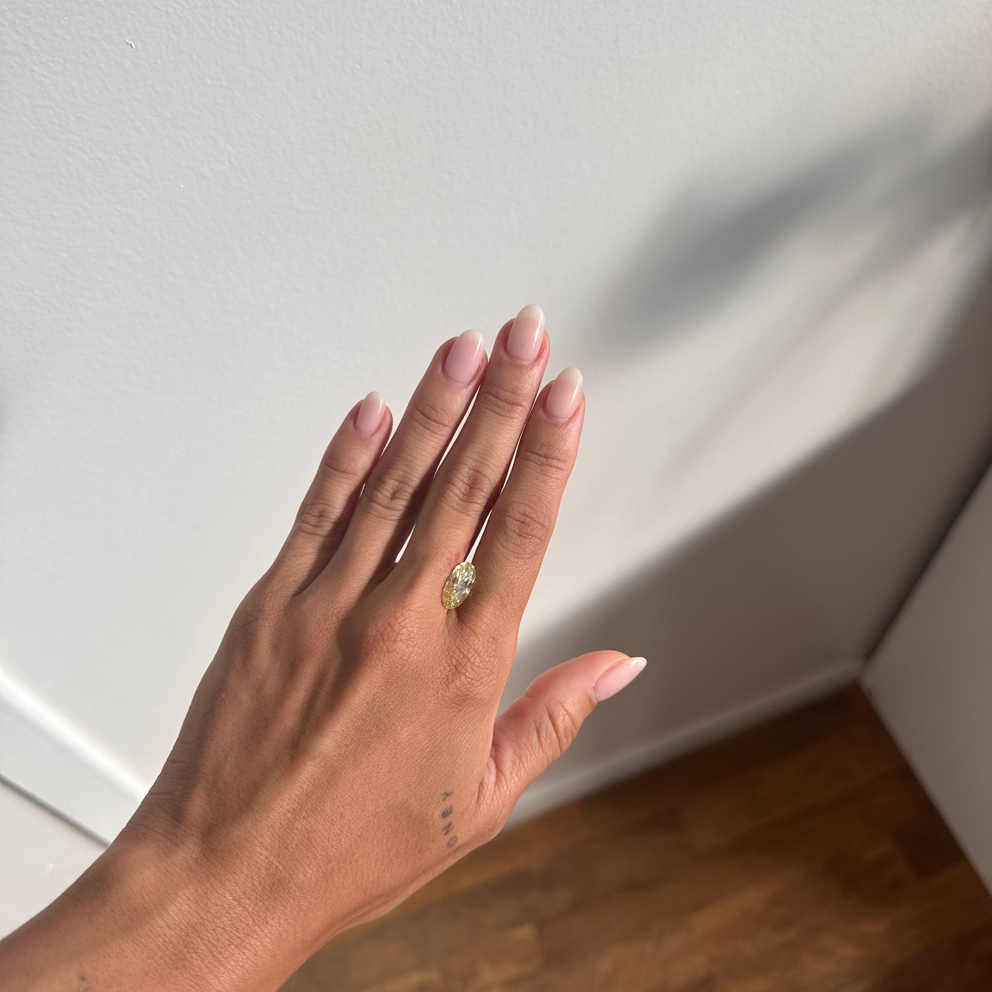 Yellow Moval Moissanite Enamel Ring