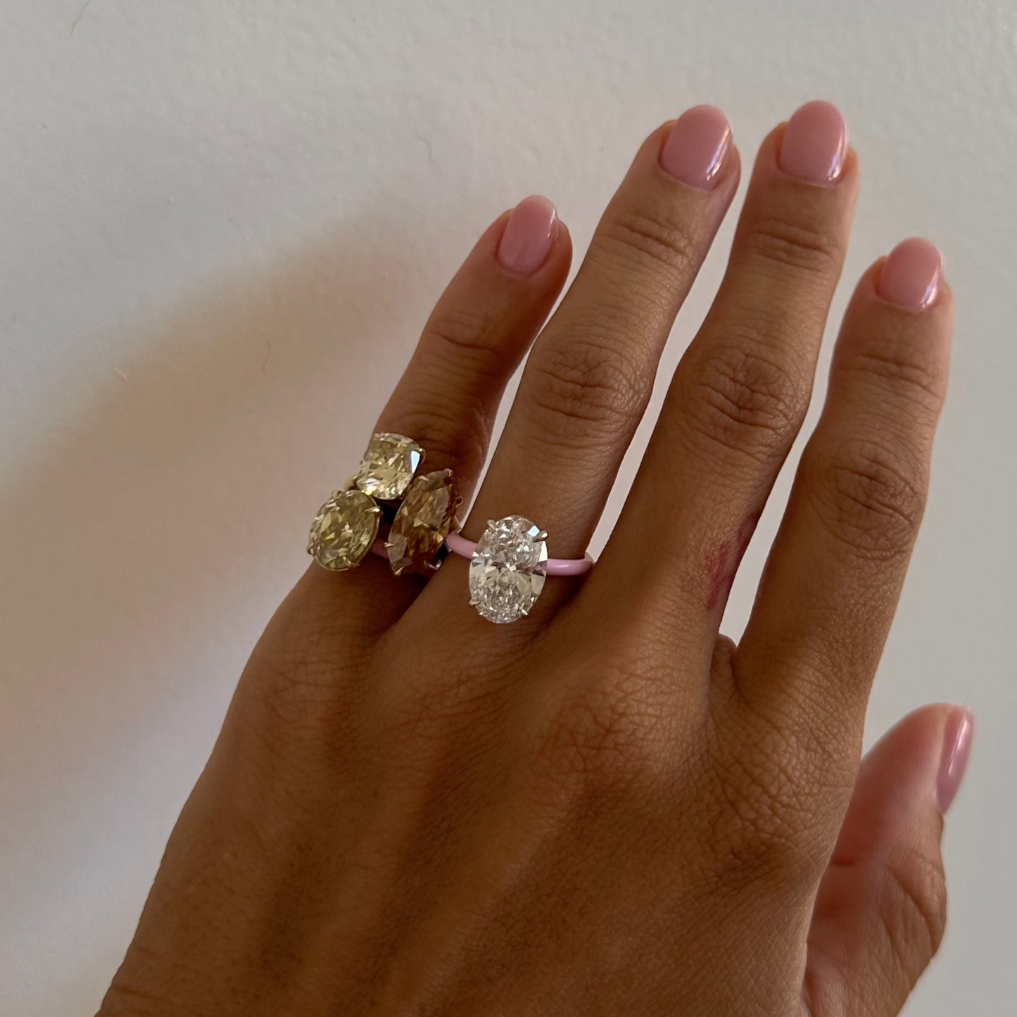 Yellow Elongated Cushion Moissanite Enamel Ring