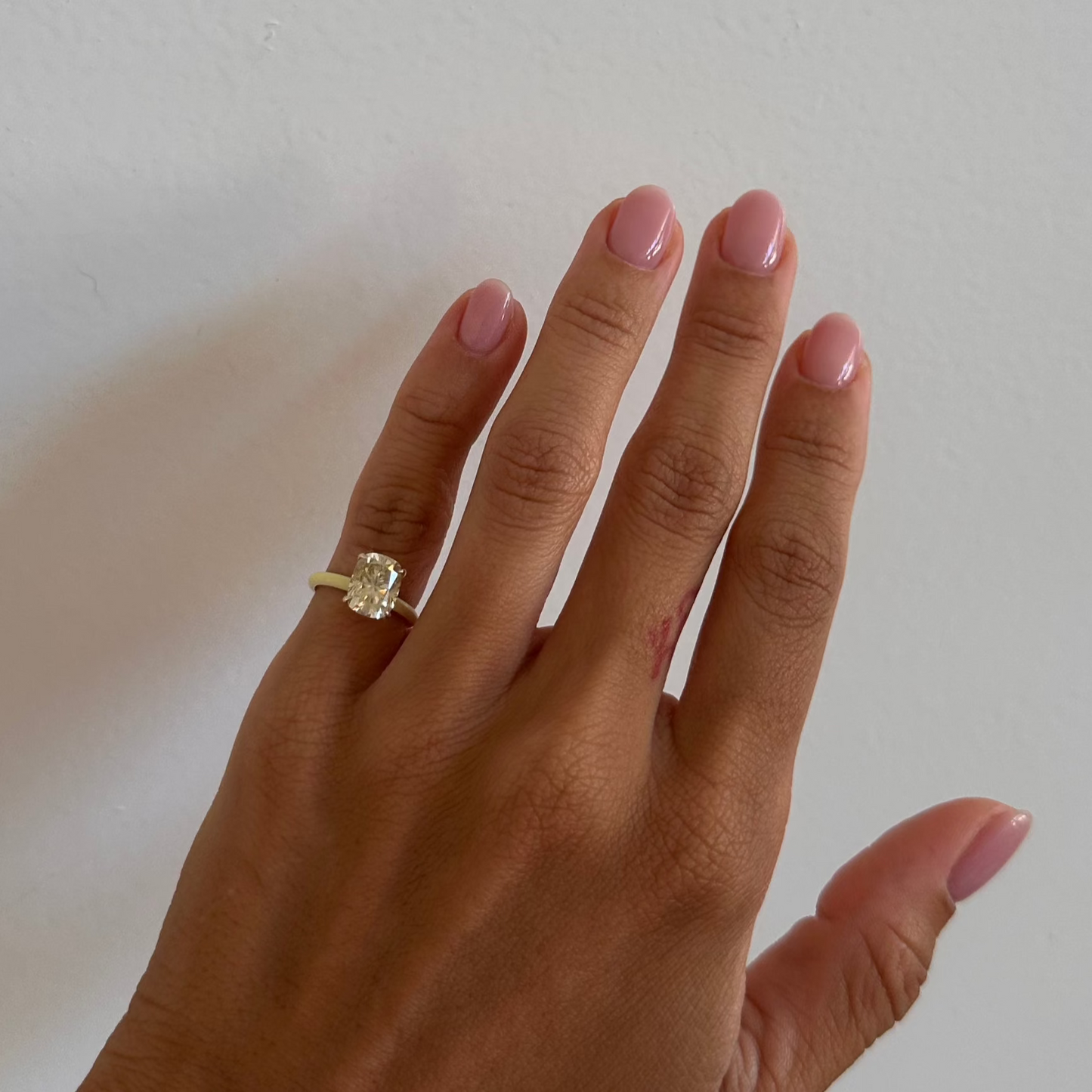 Yellow Elongated Cushion Moissanite Enamel Ring