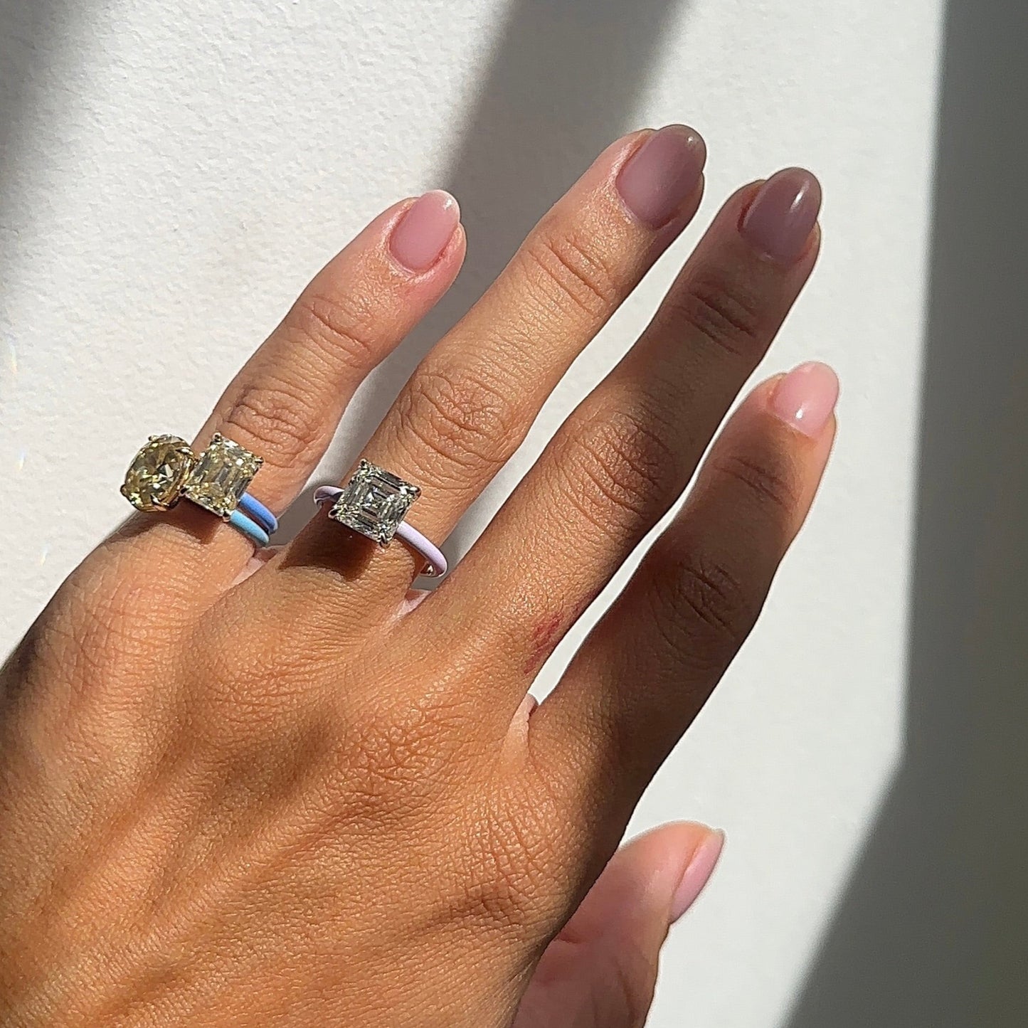 Yellow Oval Moissanite Enamel Ring