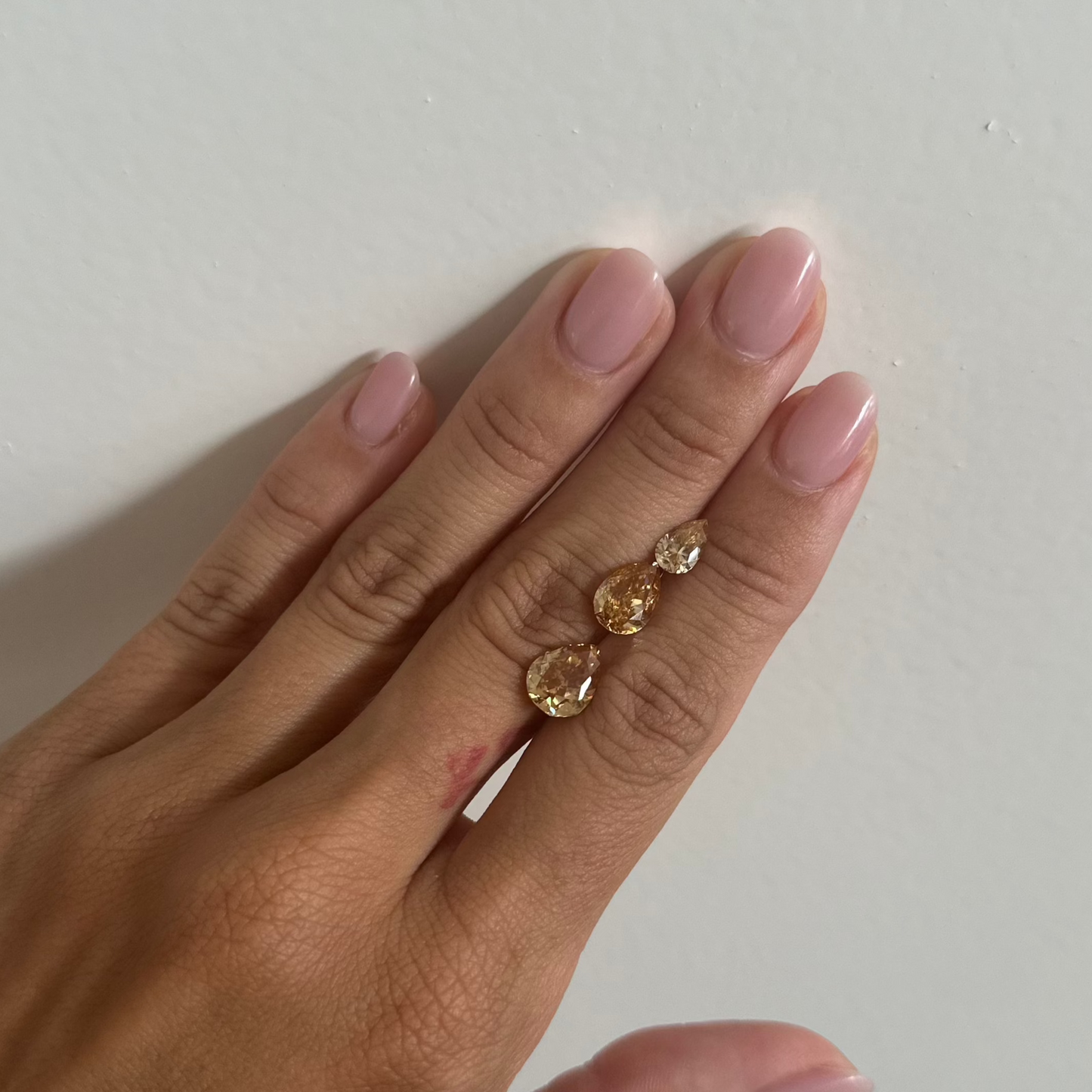 Champagne Pear Moissanite Enamel Ring