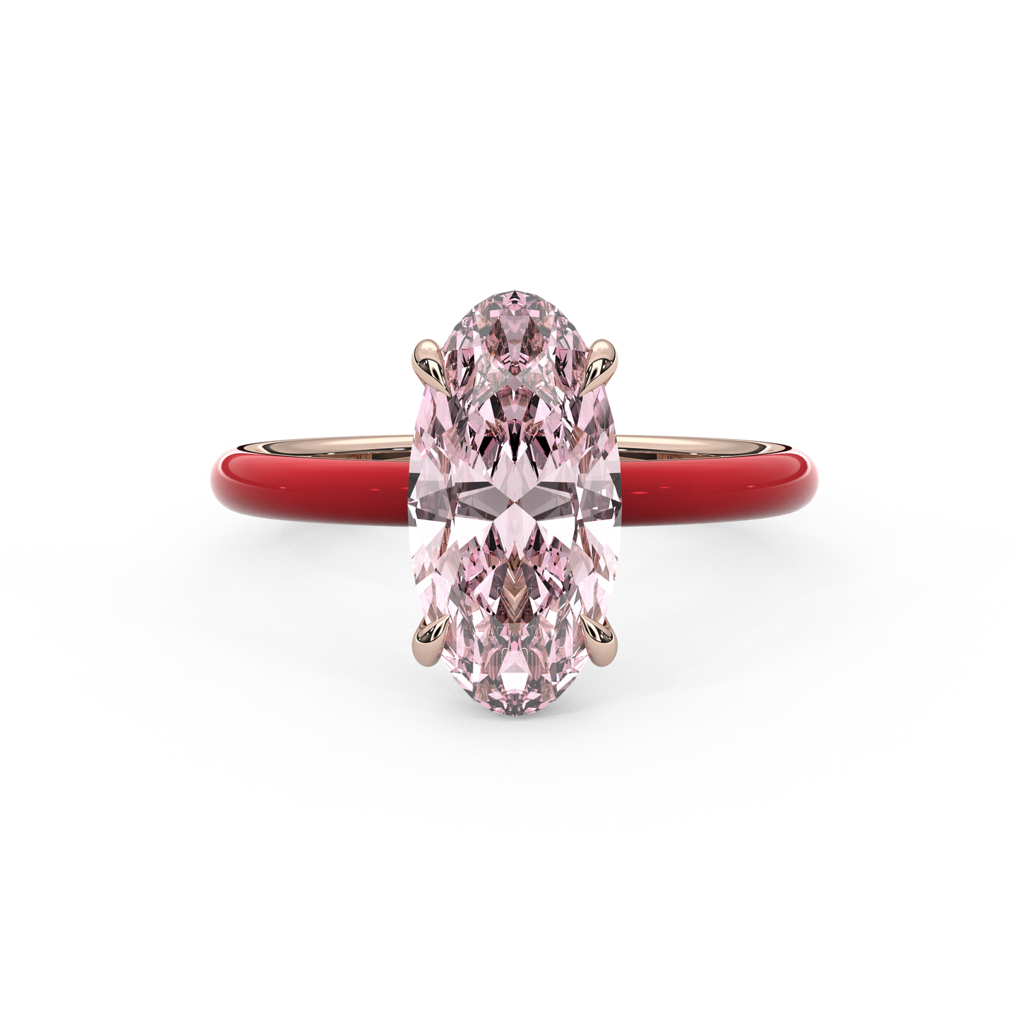 Pink Moval Lab Sapphire Enamel Ring