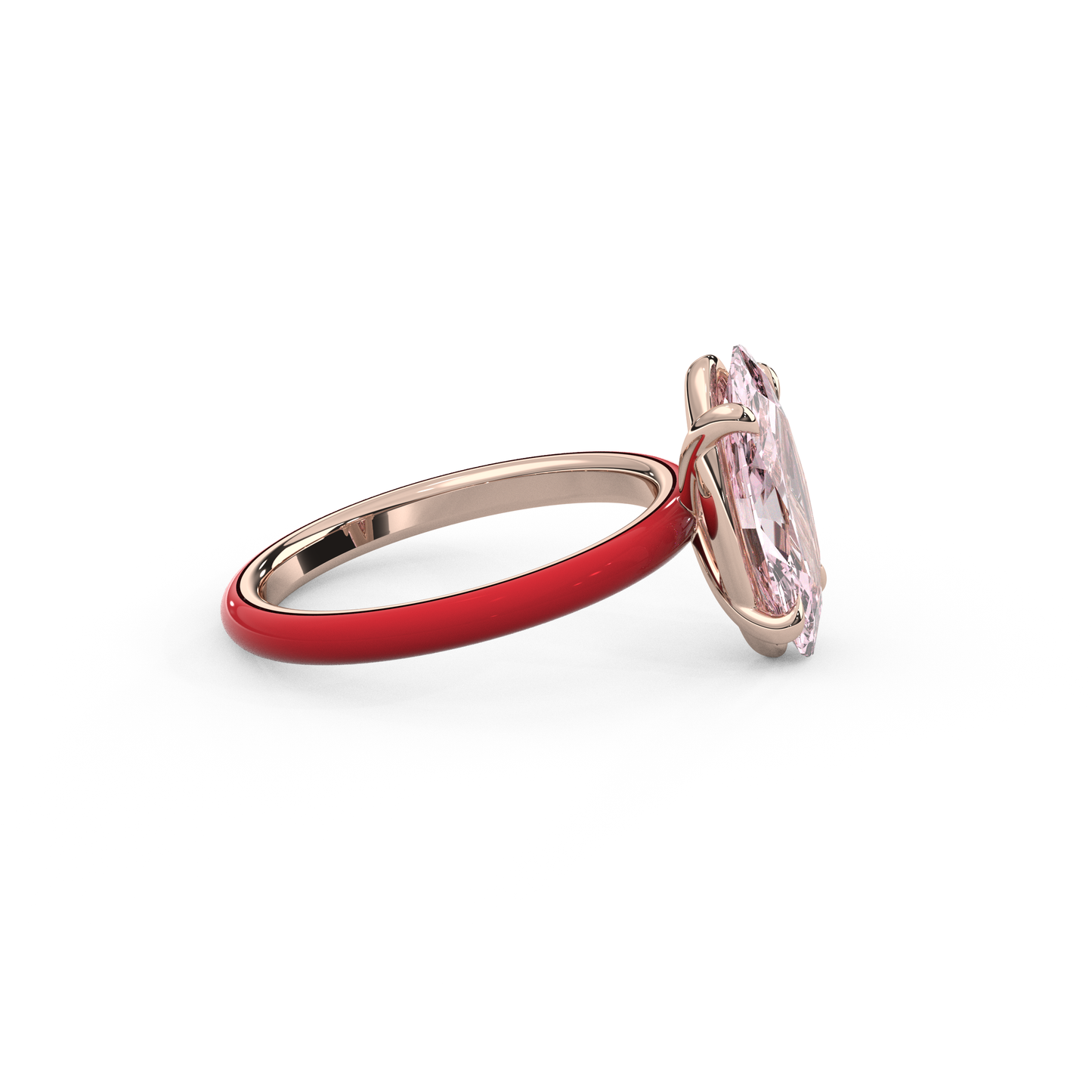Pink Moval Lab Sapphire Enamel Ring