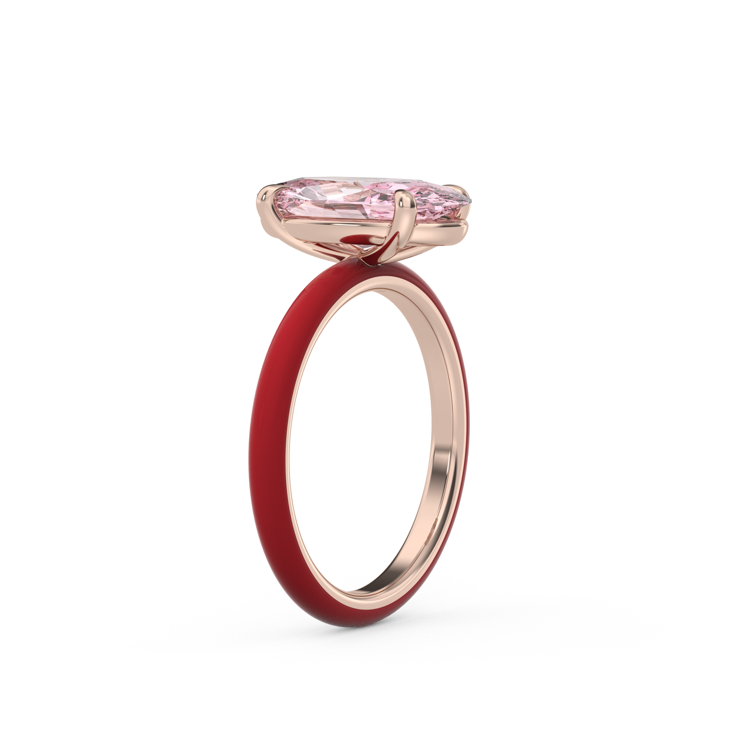 Pink Moval Lab Sapphire Enamel Ring
