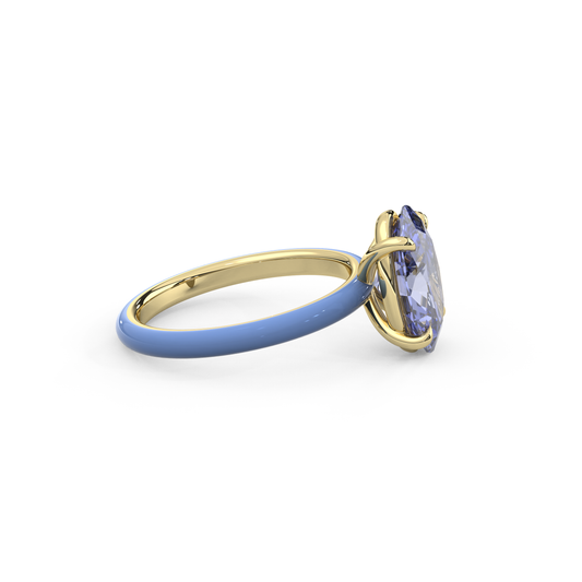 Cornflower Blue Oval Lab Sapphire Ring