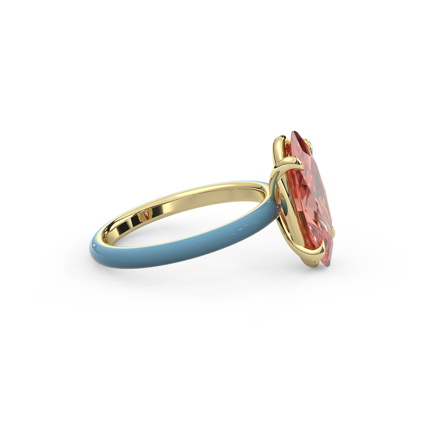 Sunset Pink Moval Lab Sapphire Ring