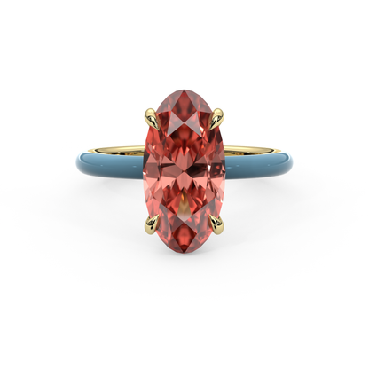 Sunset Pink Moval Lab Sapphire Ring
