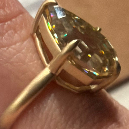 Step Cut Pear Moissanite Ring