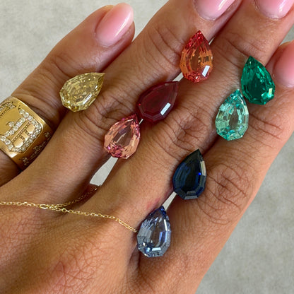 Yellow Step Cut Pear Moissanite Ring