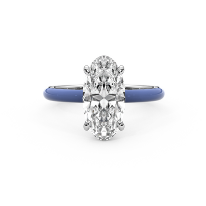 White Moval Moissanite Enamel Ring