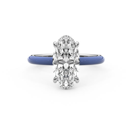 White Moval Moissanite Enamel Ring